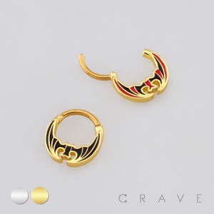 GOTHIC BAT ENAMEL WINGS SEPTUM CLICKER RING 316L SURGICAL STEEL